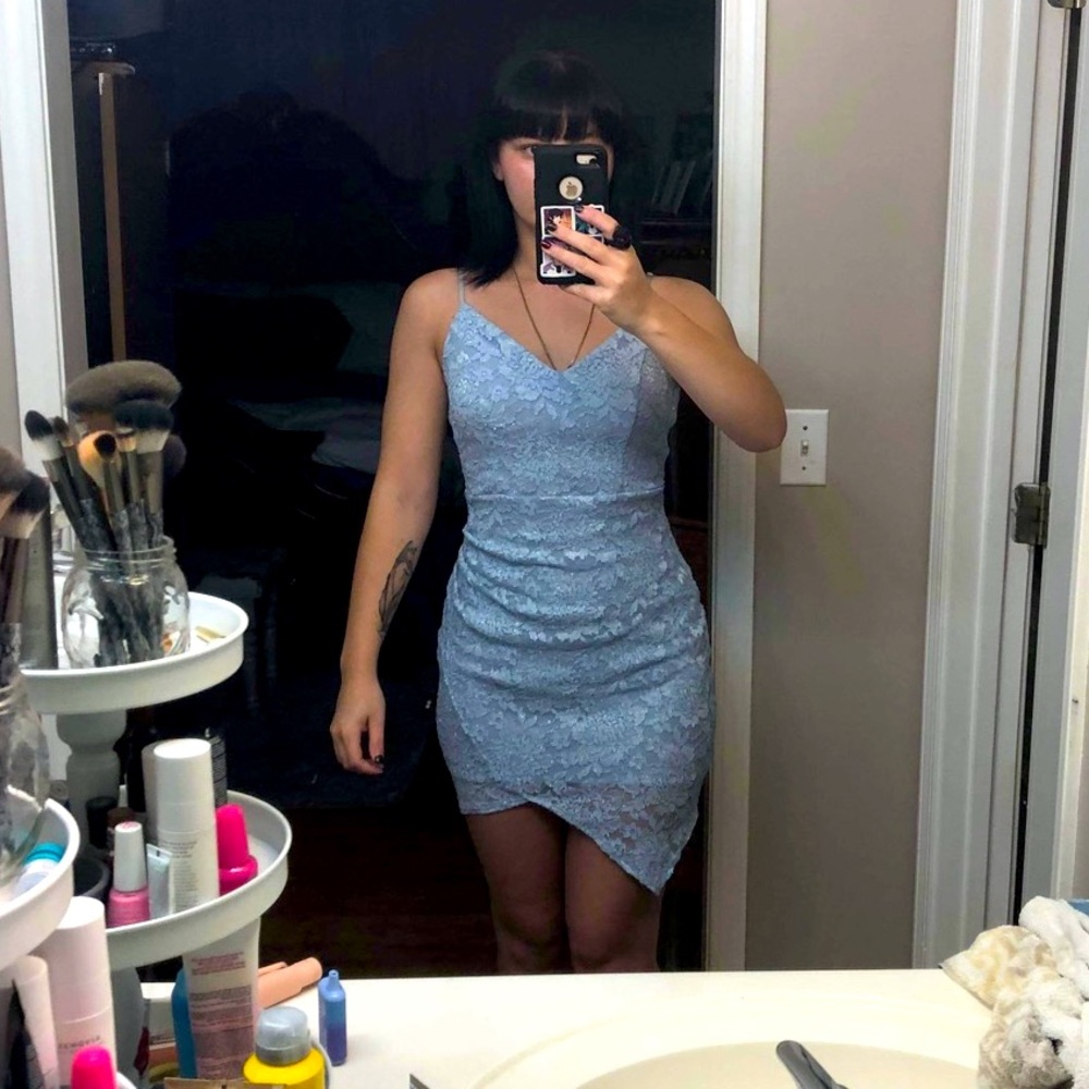 Medium sized sparkle blue dress.